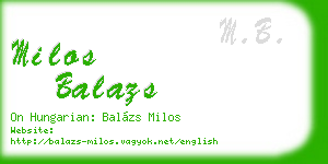 milos balazs business card
