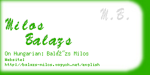 milos balazs business card